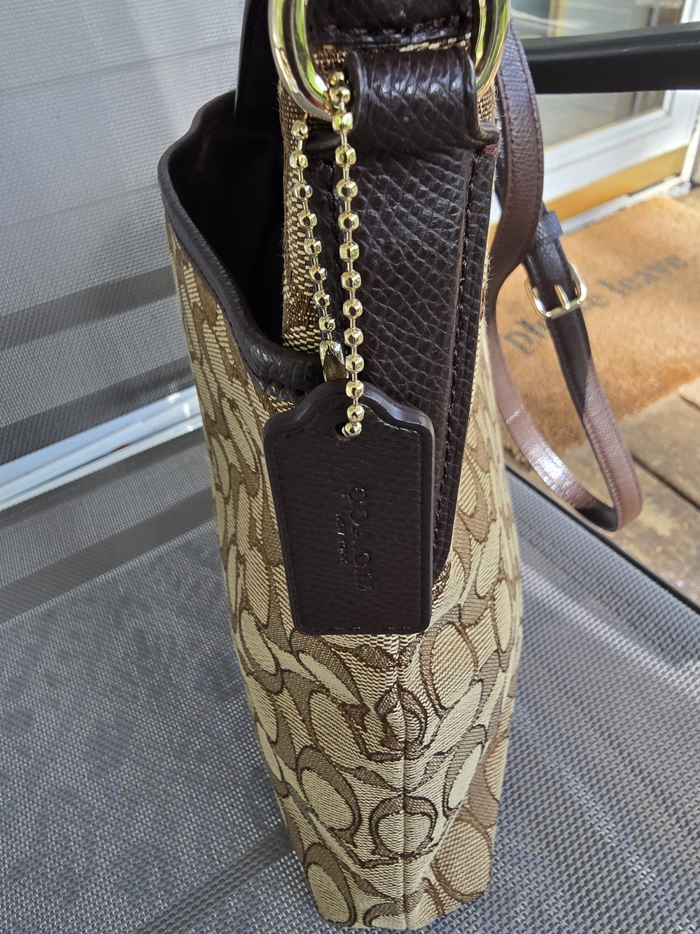 Coach Khaki and Brown Signature Canvas Crossbody NWOT - Picture 5 of 9